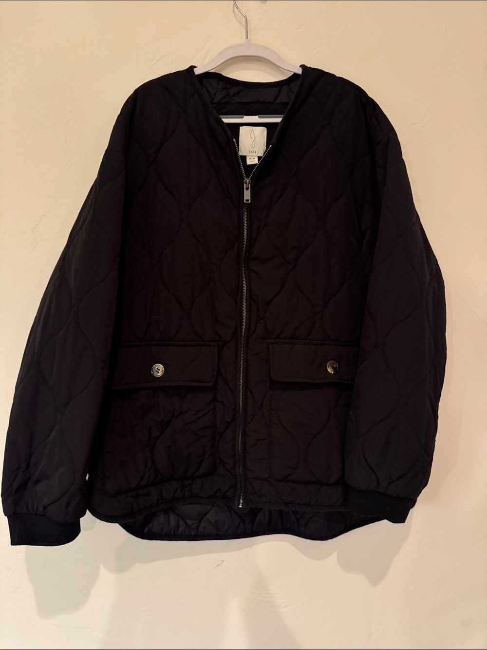 Joie Black Quilted Zip-Front Puffer Jacket